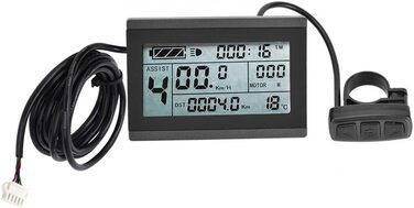 Windmeile KT-LCD3: дисплей для електровелосипеда, підсвічування, бортовий комп’ютер, лічильник швидкості, LCD, 24V/36V/48V, 5-контактний JST, для E-Bike і Pedelec