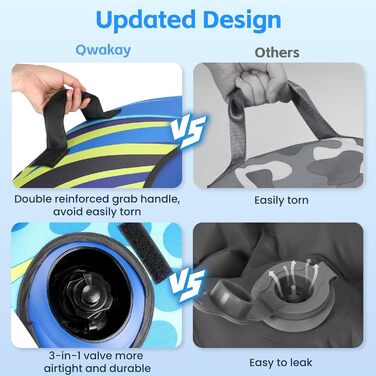 Надувний сніговий тюб зі стропом, 47-49-68 дюймів. Міцний чохол, зносостійкий та морозостійкий матеріал. Зимовий спорт для дітей та дорослих