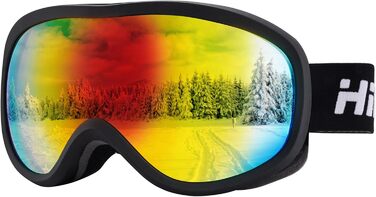 Окуляри для сноуборду та гірських лиж Hioutdoor з антизапотіваючим покриттям, 100% захист від УФ, унісекс, сумісні з шоломом, подвійна лінза, м'яке покриття, колір рами: білий/синій або чорний/червоний