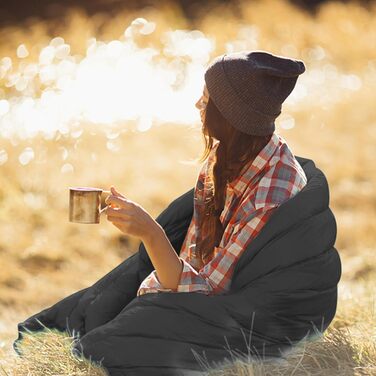 Спальний мішок ультралегкий, компактний, 3-4 сезони, для кемпінгу та трекінгу, чорний