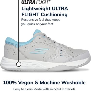 Кросівки для піклболу Skechers Viper Court Smash для залів та вулиці, розслаблена посадка, сіро-блакитні, 36 EU