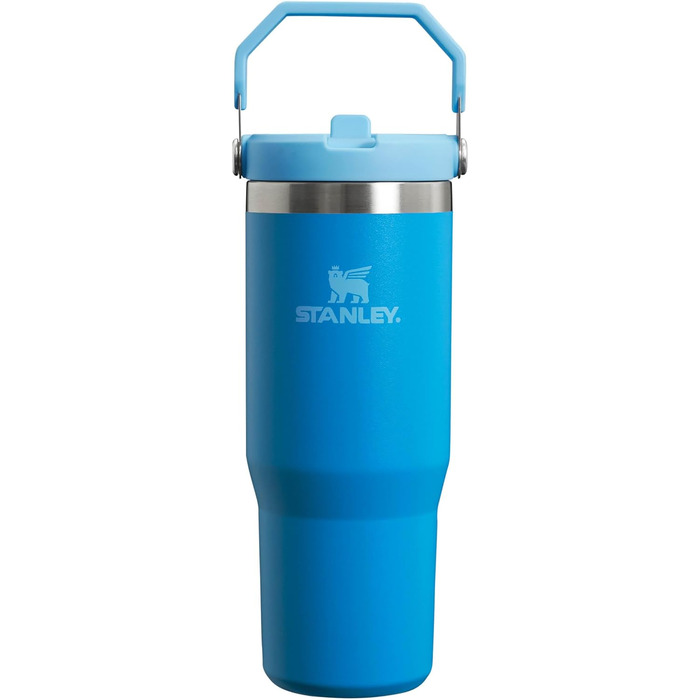 Термокружка Stanley Flip Straw 0.89 л з трубочкою, синя, BPA Free, для спорту та води, тримає холод 12+ годин, можна мити в посудомийній машині