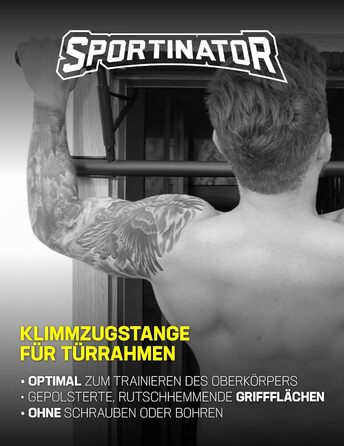 Турнік SPORTINATOR® для стандартних дверних отворів, 100×27×34 см, складаний, з м'якими ручками — для домашнього спортзалу
