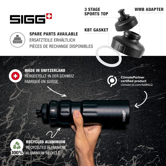Фляга для велосипеда SIGG Alu 0.75л чорна - Швейцарія, спортивний ковпачок, без BPA, легка, герметична