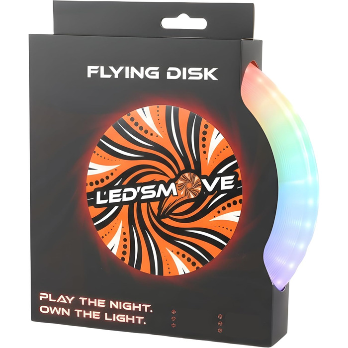 Світлодіодний фрісбі LED'S MOVE з RGB підсвіткою 25 см, USB-C, водонепроникний, для активного відпочинку