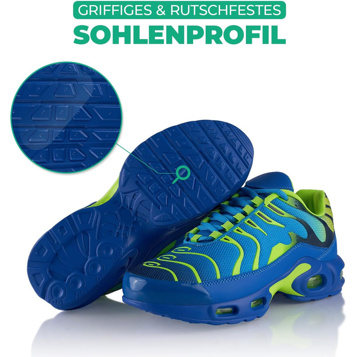 Спортивні кросівки для жінок та чоловіків з амортизацією, легкі бігові кросівки (44 EU, Синій, Зелений)