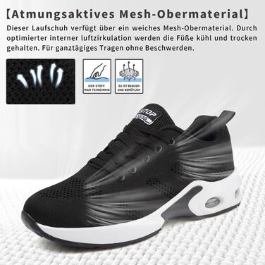 Жіночі кросівки для бігу та ходьби: дихаючі, з підошвою-подушкою, спортивні, фітнес, outdoor (чорно-білі, 40 EU)