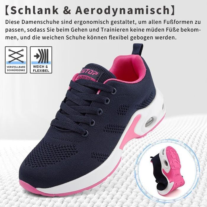 Жіночі кросівки для бігу та ходьби: дихаючі, з амортизацією, неслизькі, для залу та вулиці. Розмір 40 EU.