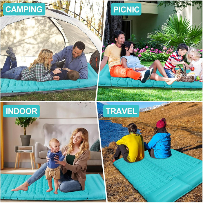 Саморозкладаючий килимок для кемпінгу DeeprBling Isomatte, 12 см, з помпою та подушкою, 200x68x12 см