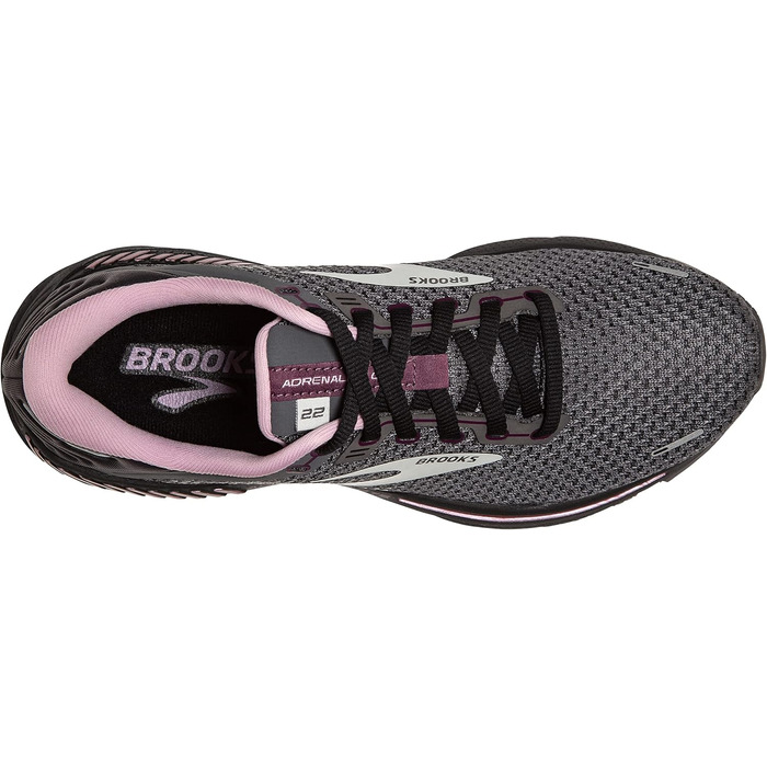 Brooks Adrenaline GTS 22: жіночі бігові кросівки з підтримкою, чорний/блакитний/кораловий, 37.5 EU
