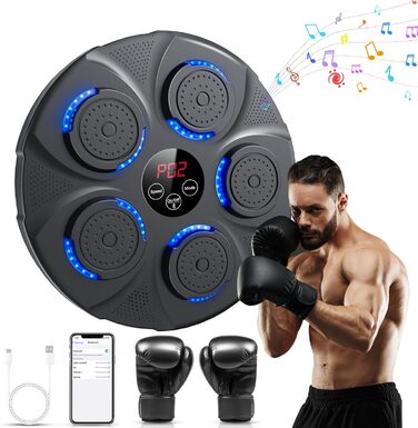 Боксерський тренажер NVKHG з музикою, портативний Bluetooth, для дорослих та дітей, з боксерськими рукавичками, обладнання для дому, офісу, фітнес-клубу XL