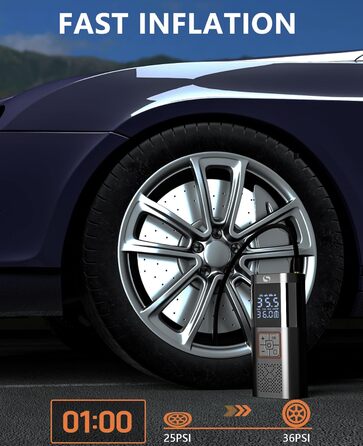 Електричний повітряний насос SERVOMASTER з манометром, 150PSI, LED, для авто, мото, велосипеда та м'ячів (чорно-червоний)