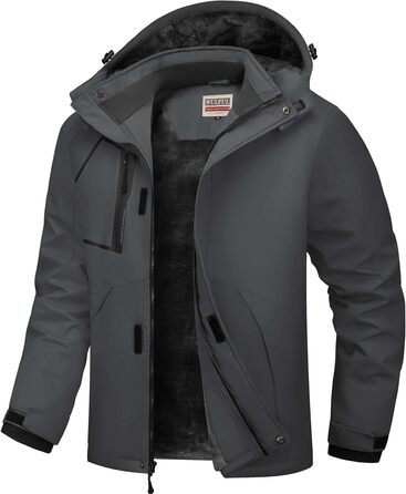 Чоловіча водонепроникна лижна куртка WUFU, тепла зимова модель, вітрозахист, сірий темний колір (XL)