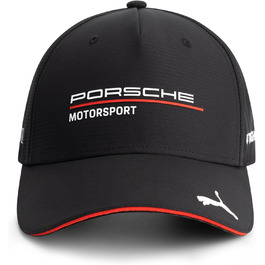 Кепка PUMA Porsche Motorsport з вигнутим козирком та логотипами Porsche Motorsport та спонсорів, чорна