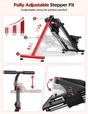 Сходи-степер YOLEO з регульованим опором для дому, компактний кардіо-тренажер, 3 режими тренувань, великі платформи, 90% зібраний, з ручкою