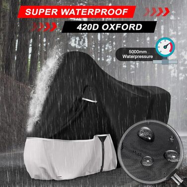 Водонепроникний чохол для мотоцикла Piaggio Vespa GTV GTS GT60/125/200/250/300 (з багажником) та MP3, 420D Oxford, водонепроникний