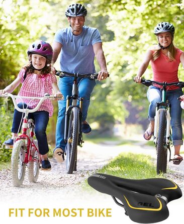 Велосипедне сідло MSDADA Gel MTB: зручне, ергономічне, водонепроникне для MTB, BMX, шосе, міських велосипедів (чорний/жовтий)