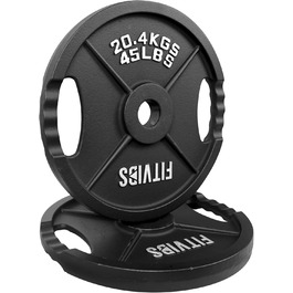 Олімпійський диск із чавуну Signature Fitness, 5,1 см, 20,4 кг, пара, для силових тренувань і важкої атлетики, двома отворами