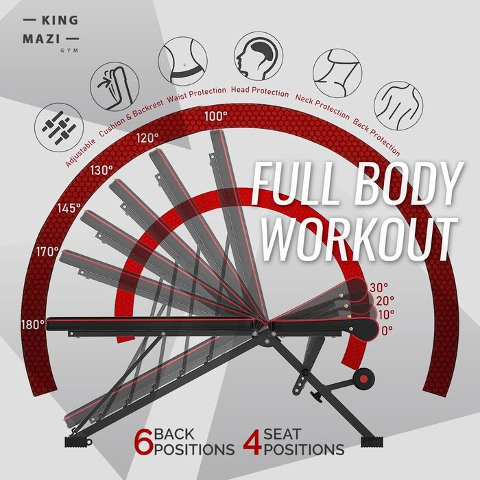 Регульована лава для тренувань, лава для фітнесу з набором еластичних стрічок, сіра