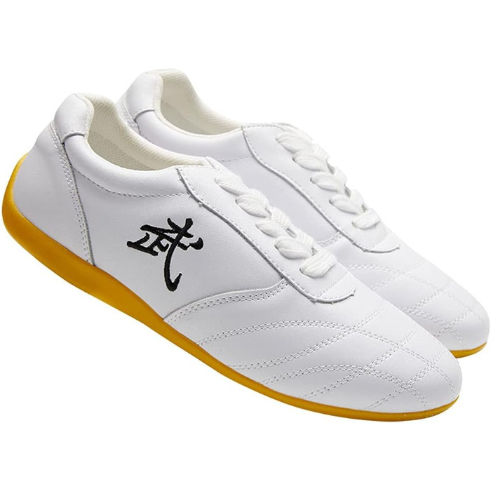 Тай-чи: тренувальні черевики для тай-чи, кунг-фу, ушу, вінг-чун. Зручні шкіряні черевики для чоловіків та жінок. Розмір 42 EU, білі