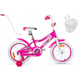Дитячий велосипед Mexller BMX 16 дюймів, рожевий, для дівчинки, з кошиком