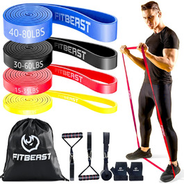 Набір еластичних стрічок FitBeast для фітнесу, силових тренувань, йоги та реабілітації (4 шт., 2.3-36 кг)