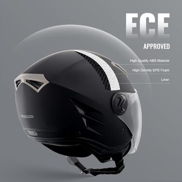Мотошолом VEVOR 3/4 XL, без бренду, 55-56 см, високощільний ABS, Bluetooth, змінне скло, DOT, для дорослих і підлітків