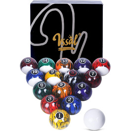 Набір куль для більярду, 16 куль, мармур, віхровий стиль, класичний темний мармур