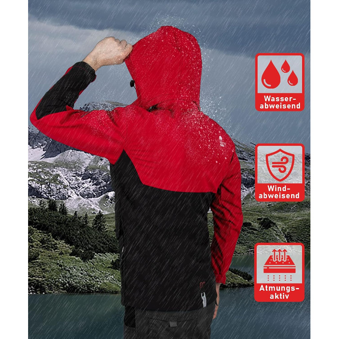 Чоловіча куртка Softshell Outdoor водовідливна функціональна вітрівка AS303, XL, червоно-чорна
