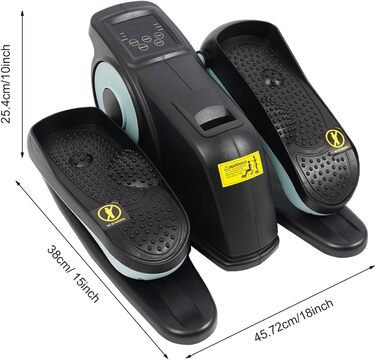 Еліптичний тренажер під стіл з пультом та дисплеєм, регульована швидкість, електричний, для ніг та рук (Чорний+Блакитний)