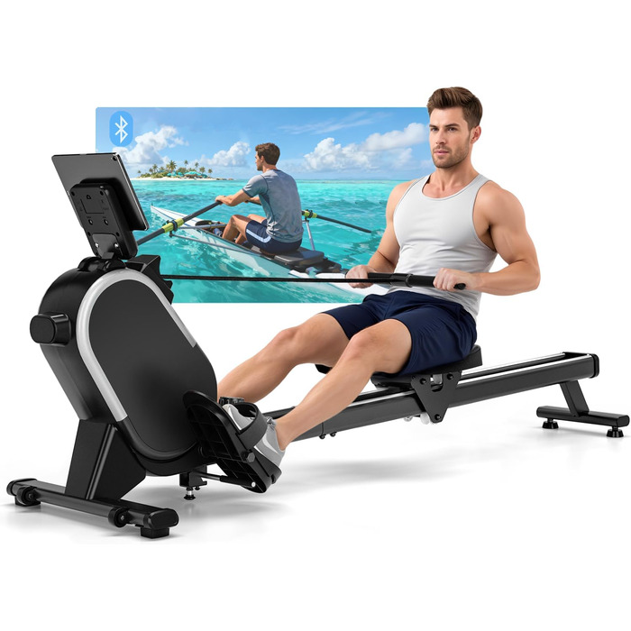 Гребний тренажер CHAOKE для дому, тихий магнітний, з App, 16 рівнів опору, стабільний, до 160 кг, чорний