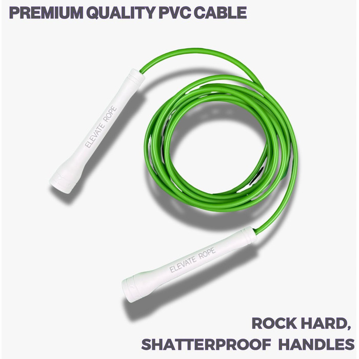 Стрибкове канат Elevate Speed Rope MAX - професійний, 5 мм, 3 м, з міцними ручками (зелений)
