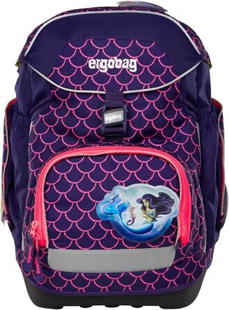 Дитячий ергономічний шкільний рюкзак ergobag Schulranzen-Set, набір з 6 предметів для 1 класу початкової школи, Перламутровий ведмідь - Фіолетовий
