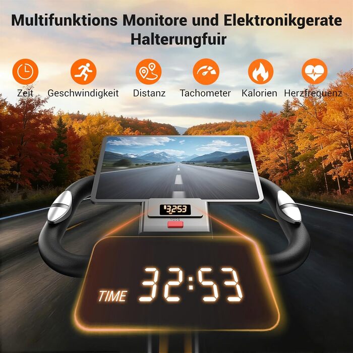 Ергометр UMAY Hometrainer 5-в-1: Велотренажер складаний для дому, магнітний, 16 рівнів, з пульсометром та LED дисплеєм, чорний, до 136 кг