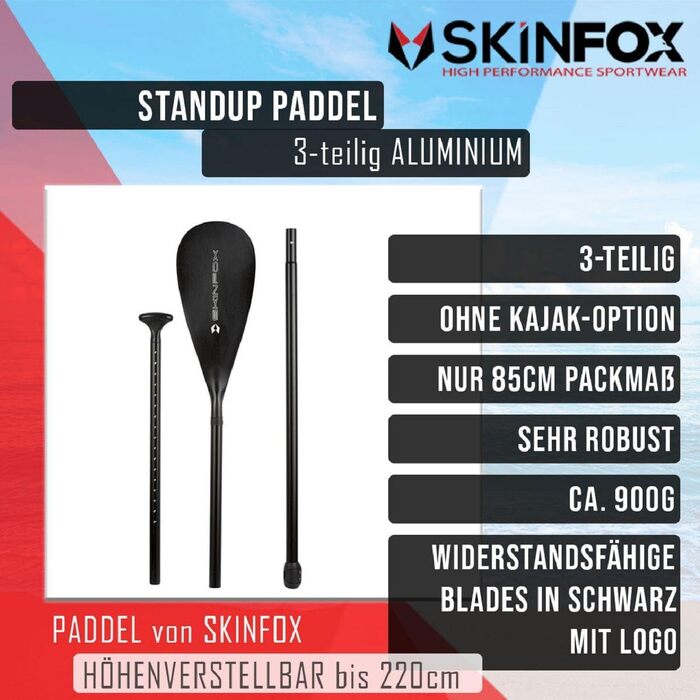 Алюмінієве весло для SUP SKINFOX, легке, розбірне