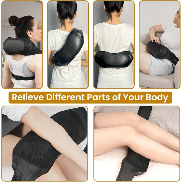 Масажер для шиї TISSCARE Shiatsu з підігрівом - електричний масажер для шиї, спини, плечей, ніг та ступнів. Глибокий масаж для розслаблення. Подарунок для батьків та партнерів, чорний