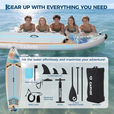 Надувний SUP Борд Преміум Класу з Аксесуарами, Кріпленням для Камери та Регульованим Веслом