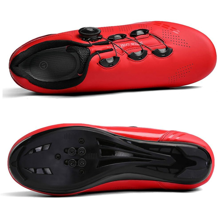 Велотуфлі для чоловіків та жінок, велотуфлі для шосе з клітами, SPD, для гірських та шосейних велосипедів, сумісні з MTB, для занять на відкритому повітрі та в залі, розміри 36-47 EU, білий (39 EU, червоний)
