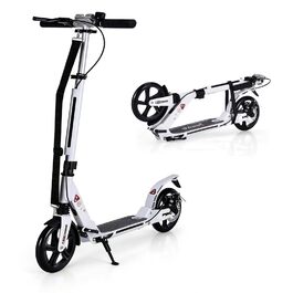 GOPLUS Roller Kinder 8 років: міський тредролер для дітей, підлітків та дорослих (до 100 кг), регульована висота, складний, з гальмом та ременем (білий)