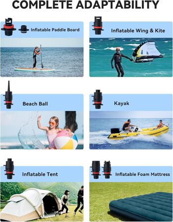 Електричний насос для SUP, каяк, човен: TOPUMP 20PSI TPS260, акумулятор, авто-вимкнення, накачування/здування, Type-C, блакитний