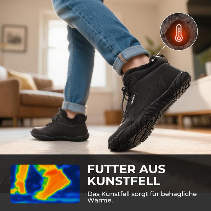 Чоловічі зимові черевики NORTIV 8 - теплі, зручні, чорні (45 EU) для дому