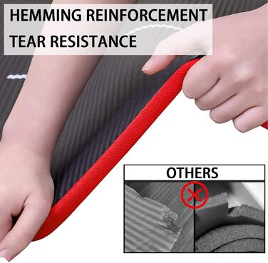PROIRON Килимок для гімнастики та йоги, тренувальний килимок для дому, 183x66x1 см, чорний/червоний