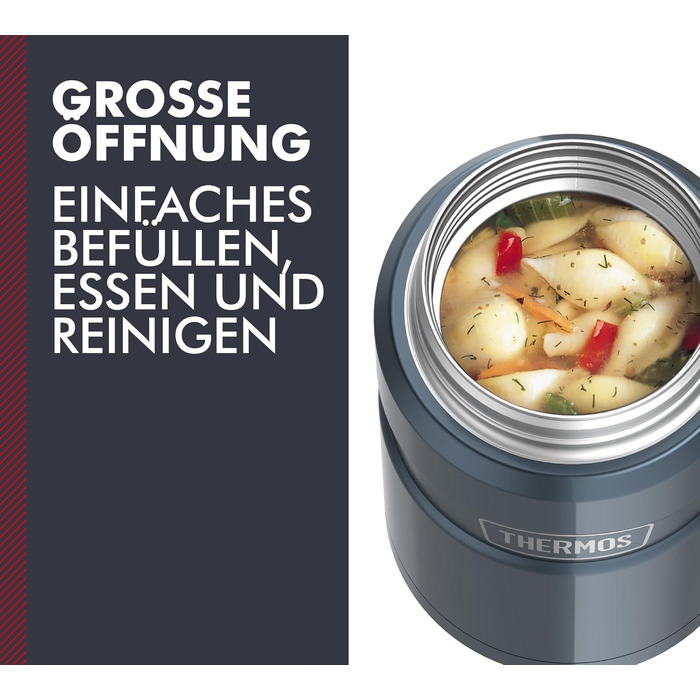 Термос STAINLESS KING для їжі, 0,47л, нержавіюча сталь, чорний матовий, з ложкою, BPA-free