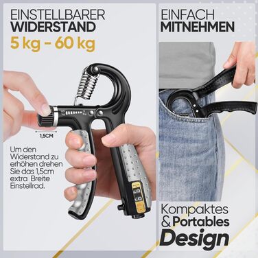 Тренування хватки рук STRABOZZ: набір для зміцнення пальців та передпліччя, регульований під навантаження