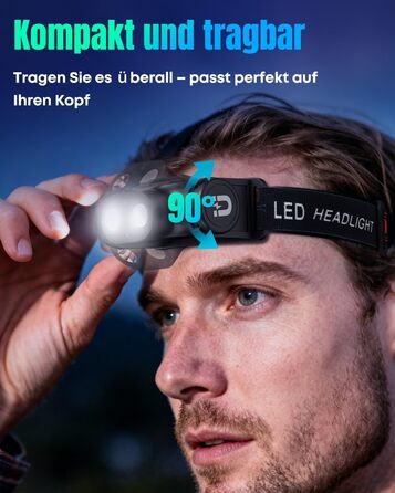 Фронтальний ліхтар Pawfly LED перезарядна, надяскравий, 4 режими, сенсор, магніт, IPX4, вологостійкий, для бігу, кемпінгу, риболовлі