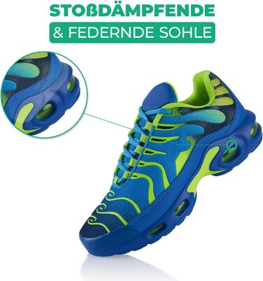 Спортивні кросівки для жінок та чоловіків з амортизацією, легкі бігові кросівки (44 EU, Синій, Зелений)