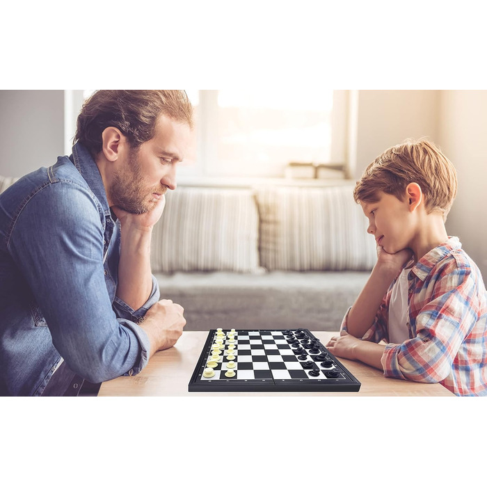 Lexibook Chessman Classic – магнітна складна шахова дошка, 32 фігури, сімейна настільна гра, чорний/сріблястий, CGM320