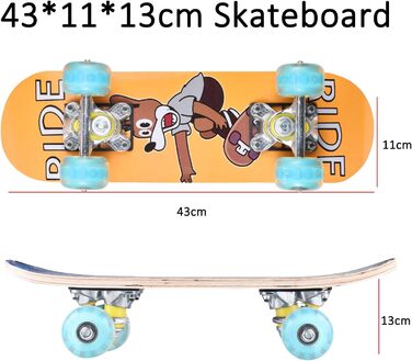 Скейтборд ERNAN 17x5 дюймів для дітей, 7 шарів клена, жовтий кролик