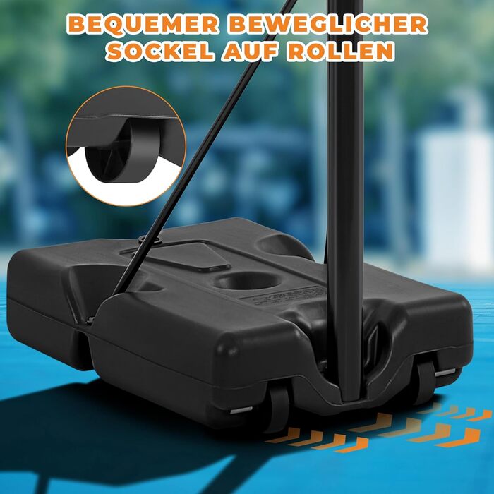 Мобільний баскетбольний щит Yaheetech з регульованою висотою 227-303,5 см, для приміщень та вулиці, з ручкою для налаштування