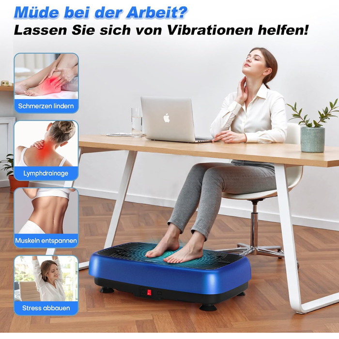 Вібраційна платформа EvoSpark: Тест-переможець 2025, з подвійними моторами для схуднення та тренувань всього тіла. Масажер, платформа для фітнесу на 200 кг. Вібраційна платформа для дому - зелений/блакитний